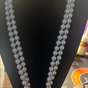 Classic Double-Strand Gray Pearl Necklace
